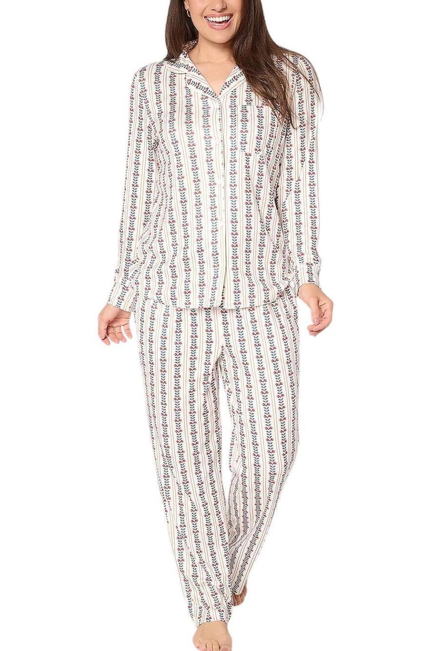 Berkshire Homewear Women's Printed Pointelle Notch Pajama Set Arctic - Regular